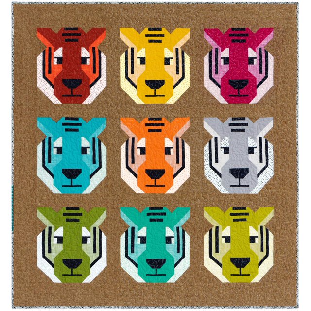 Elizabeth Hartman Library Antonia Tiger Quilt Kit Robert Kaufman Fabrics KITP-1951-31