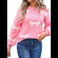 thumbnail image 2 of Suéter de Mujer Otoño 2025 - Jersey de Larga con Cuello Redondo, Jersey de Punto Oversize, Jersey Informal con Estampado Rosa L, 2 of 10