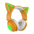 thumbnail image 1 of Auriculares Bluetooth con bonitas orejas de gato con dibujos animados RGB, color amarillo claro, 1 of 9