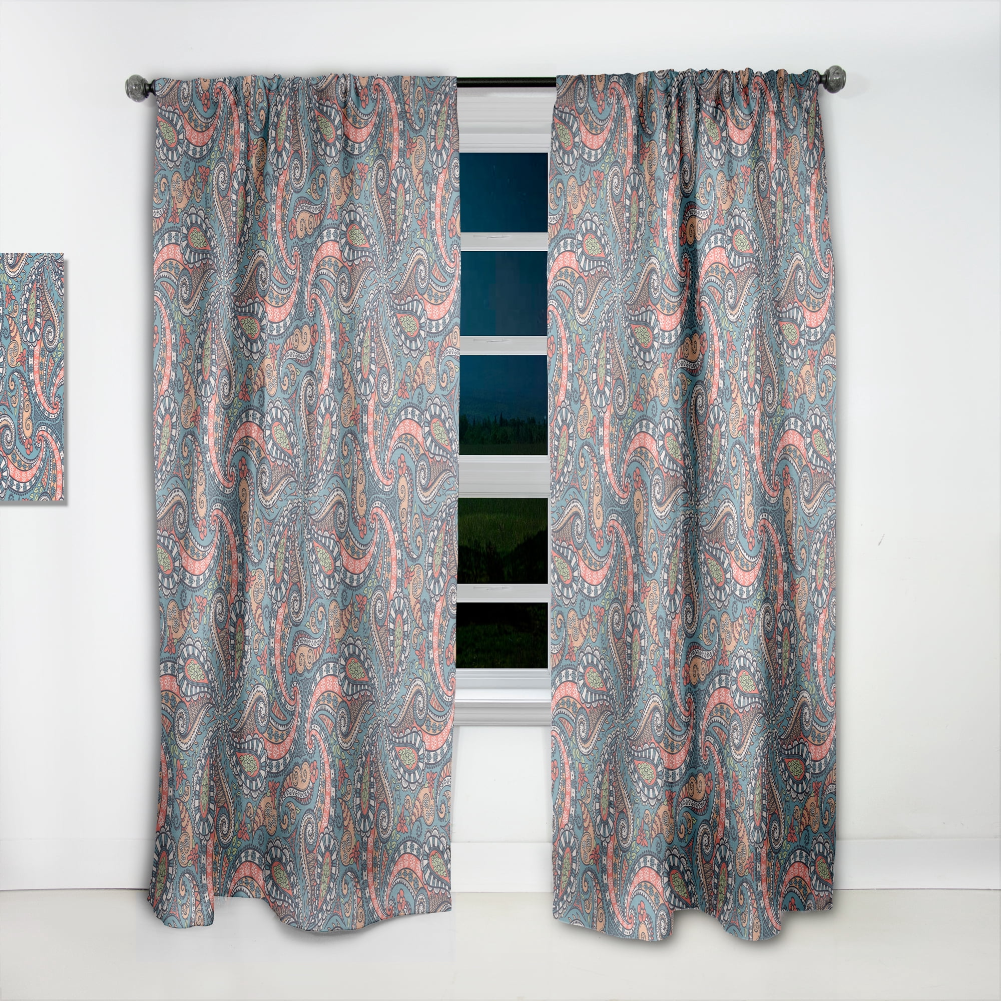 Designart 'Paisley Pattern I' Bohemian & Eclectic Curtain Panel