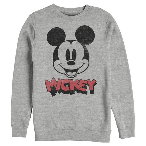 Men's Mickey & Friends Mickey Mouse Retro Headshot  Sweatshirt Athletic Heather Large