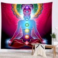 thumbnail image 3 of RV Tapiz de pared, tapiz indio de 7 chakras para colgar en la pared, estatua de Buda, decoración artística, rectangular, tela estampada (150 × 130 cm) Rojo Verde, 3 of 5