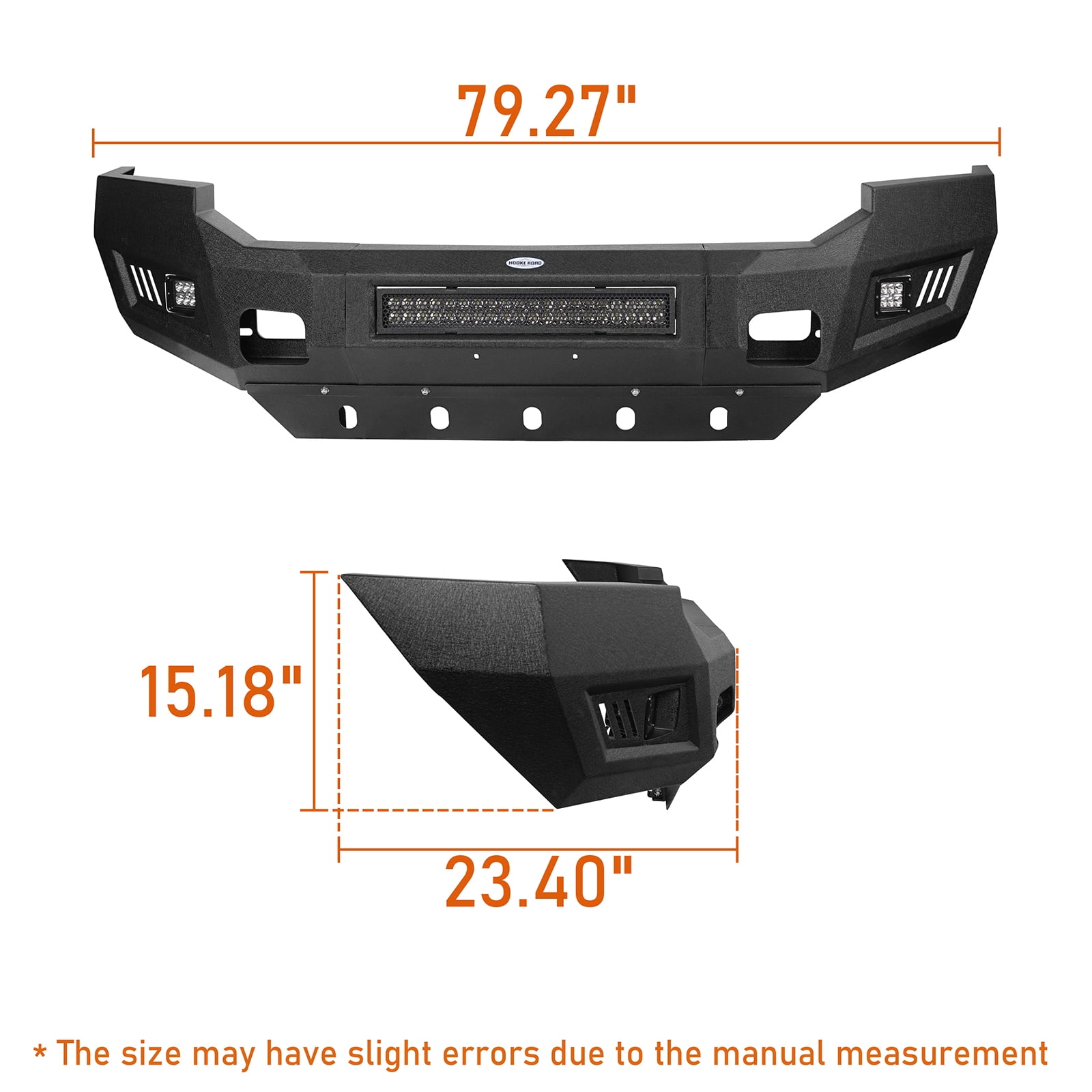Hooke Road Fit Ford F-250 2005 2006 2007 Steel Front Bumper with Skid Plate & 120w LED Light Bar