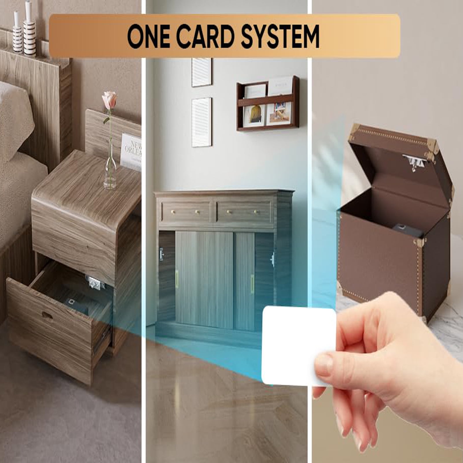 Smart Bluetooth Cabinet Locks Hidden,Safety RFID Kid Keyless Proofing Drawer Locks for Adults Cupboard File Cabinets,TTlock APP Works with Alexa & Google Home,Support NFC,Card Unlocking