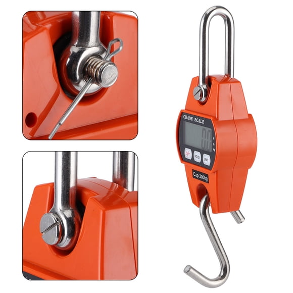 FLAMEEN Mini Portable Digital LCD Display Hanging Scale Electric Weighting Scales 300kg/600lb Orange,Electric Scale,Weighting Scale