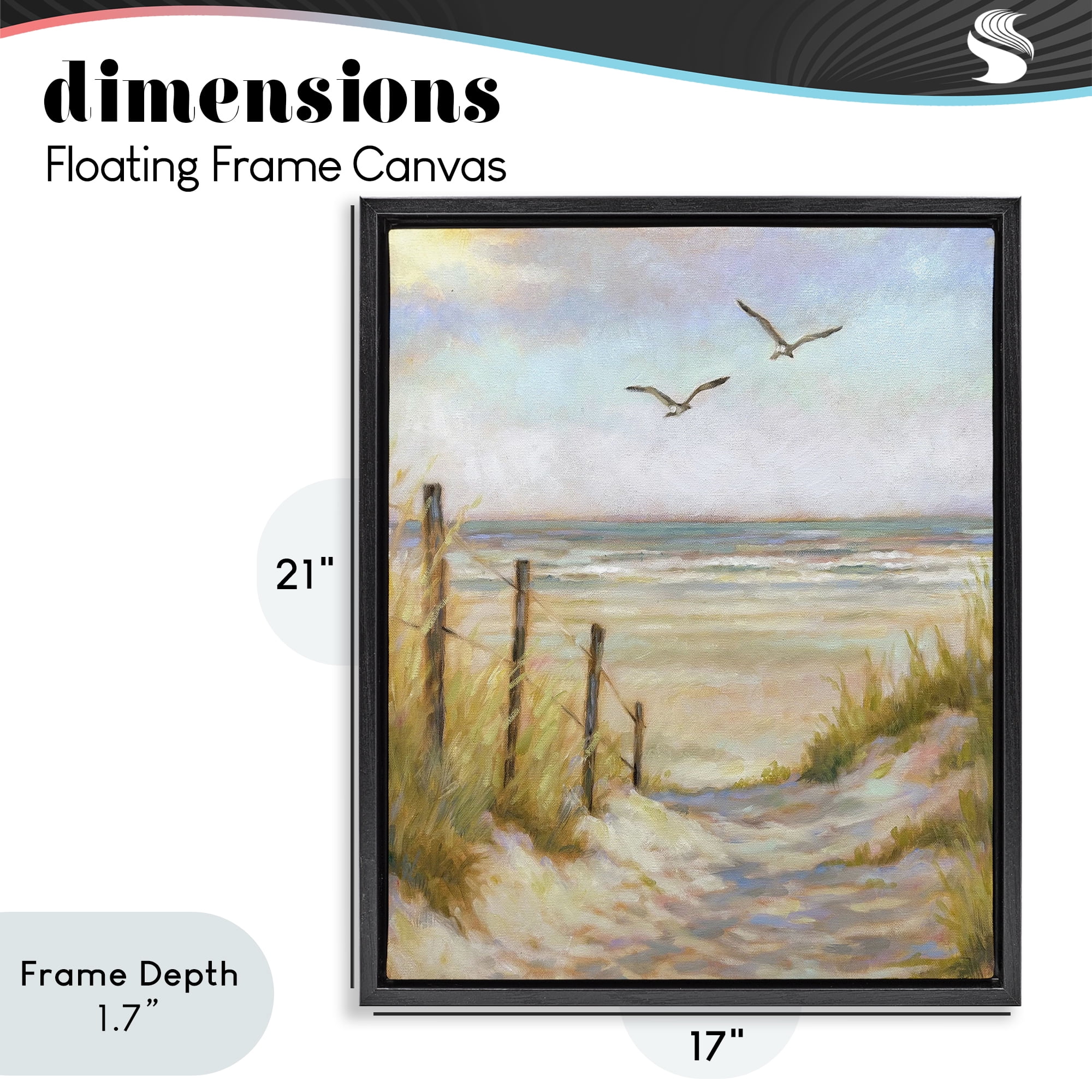 Stupell Industries Tranquility Beach Coastal Path Black Framed Floater Canvas Wall Art, design by Linda Sperruzzi