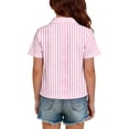 thumbnail image 7 of CCRFTGI Cute Tops for Kids Girls Size 7 Striped Shirt Short Sleeve Polo Shirts School Uniform Athletic Sport Lapel Button Collared Polo Summer Tops Light pink 7-8 Years, 7 of 7