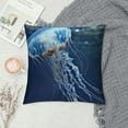 thumbnail image 2 of Jellyfish Throw Pillow Cushion Cover, Blue Spotted Jelly Fish Aquarium Life Marine Animals Ocean Predator in The Deep Water, Decorative Square Accent Pillow Case Blue, 2 of 5