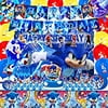 Sonic Birthday Party Supplies - 151PCS Sonic 2 Birthday Decorations Include Happy Birthday Banner, Backdrop, Tableware Set, Sonic Cake Toppers, Cupcake Toppers, Sonic Balloons, Hanging Swirl