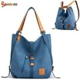 thumbnail image 3 of Spencer Women's Purse Handbag Canvas Tote Shoulder Bag Casual School Hobo Rucksack Convertible Backpack "Blue", 3 of 11