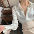 thumbnail image 1 of Blusa de satén de manga larga para mujer, camisas de Color sólido a la moda francesa, ropa de oficina para mujer, camisas elegantes para mujer, ropa coreana para mujer, 1 of 5