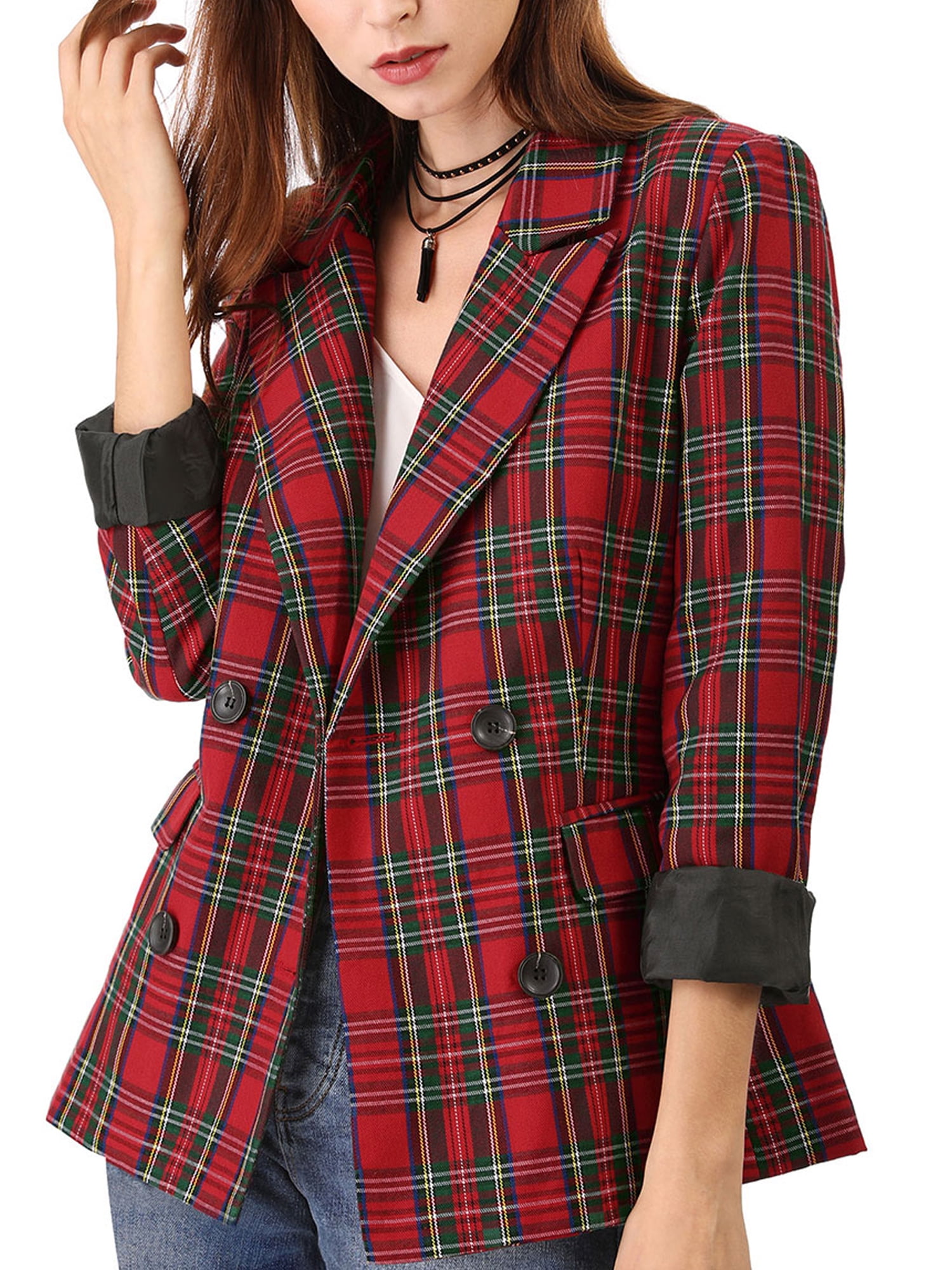 Allegra K Junior's Notched Lapel Double 