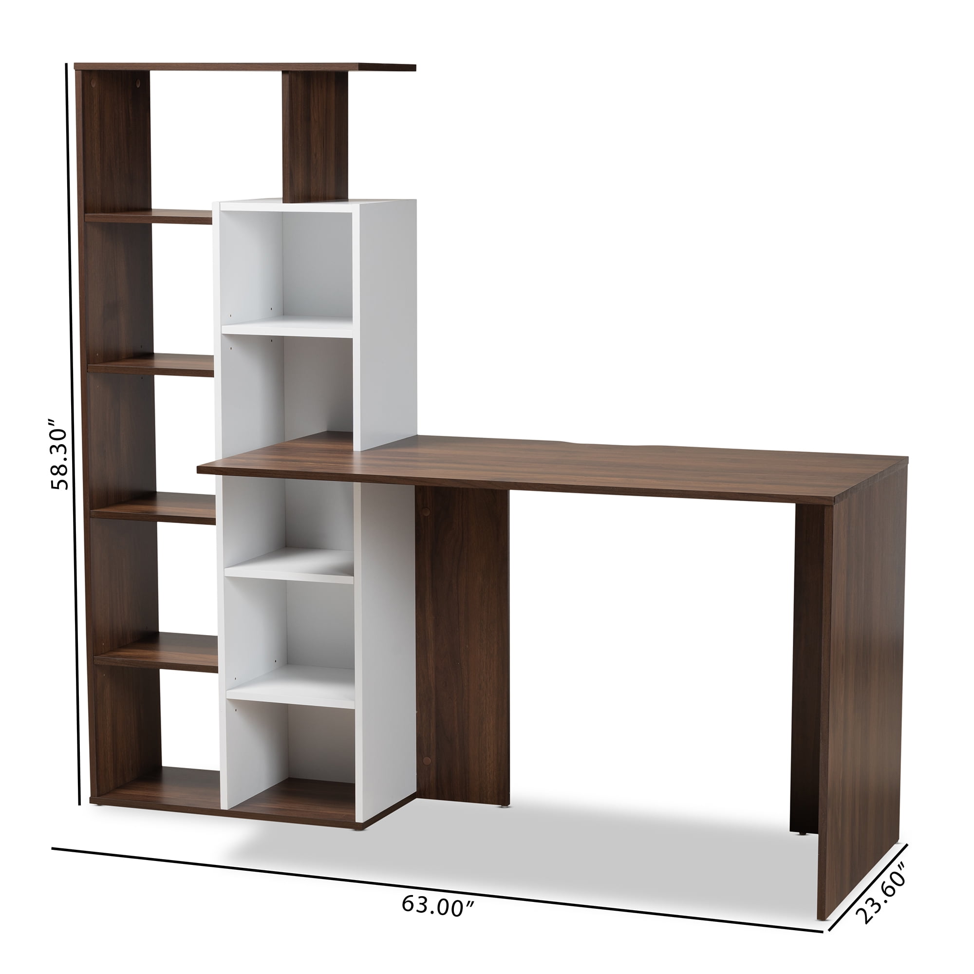 Baxton Studio Ezra Storage Computer Desk with Shelves