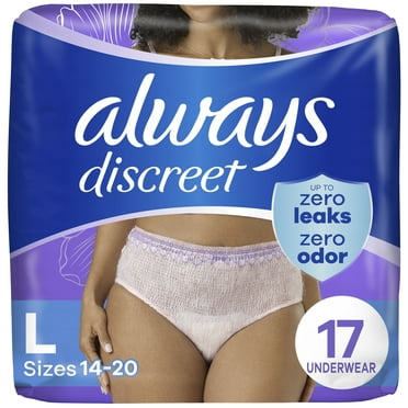 Always Discreet Adult Incontinence Underwear for Women, L, 17 CT