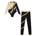 thumbnail image 3 of iixpin Gymnastic for Kids Girls Long Sleeve Metallic Leotard with Leggings Sets Team Uniform Unitard Ballet Dancewear Gold 16, 3 of 5