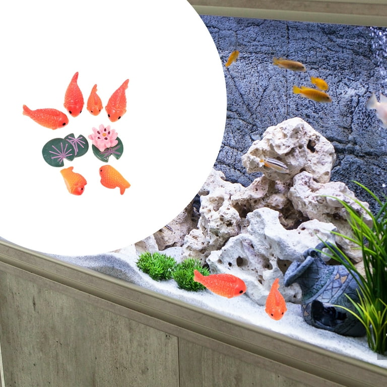 Fish Artificial Floating Leaves Lotus Goldfish Aquarium Tank Resin Toys  Fake Moving Mini Figurines Pool Gold Garden