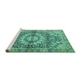 thumbnail image 2 of Ahgly Company Machine Washable Indoor Square Persian Turquoise Blue Traditional Area Rugs, 6' Square, 2 of 4