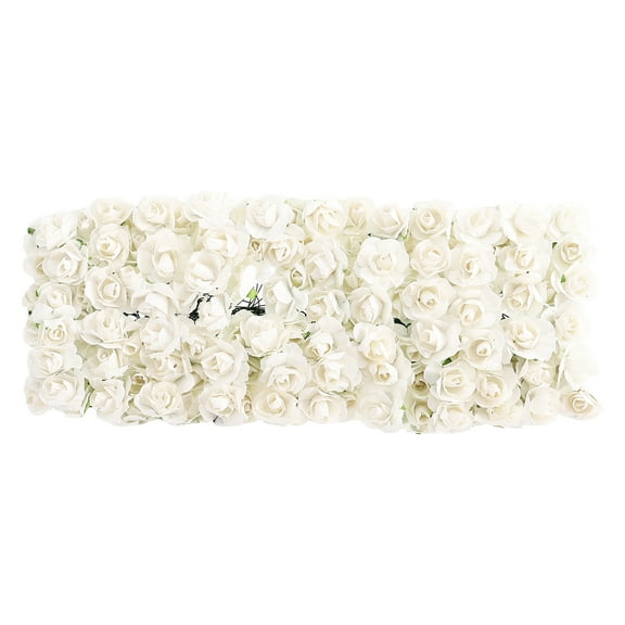 BESTYASH 144-Piece White Small Paper Flowers with Flexible Stems, Artificial Roses for Wedding and Event Decoration
