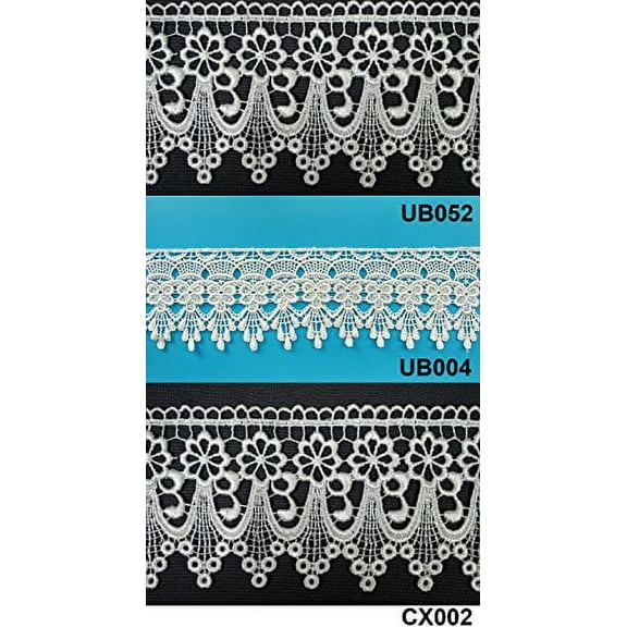 Altotux 3" Off-White Ivory Embroidered Floral Scalloped Venice Lace Trim Victorian Guipure Sewing Supplies By Yard