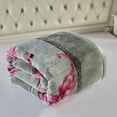 thumbnail image 3 of NC King Size Blanket 2 Ply Thick Warm Plush Bed Blanket For Winter, 10lbs, Grey Pink Floral, 85"x93", 3 of 6