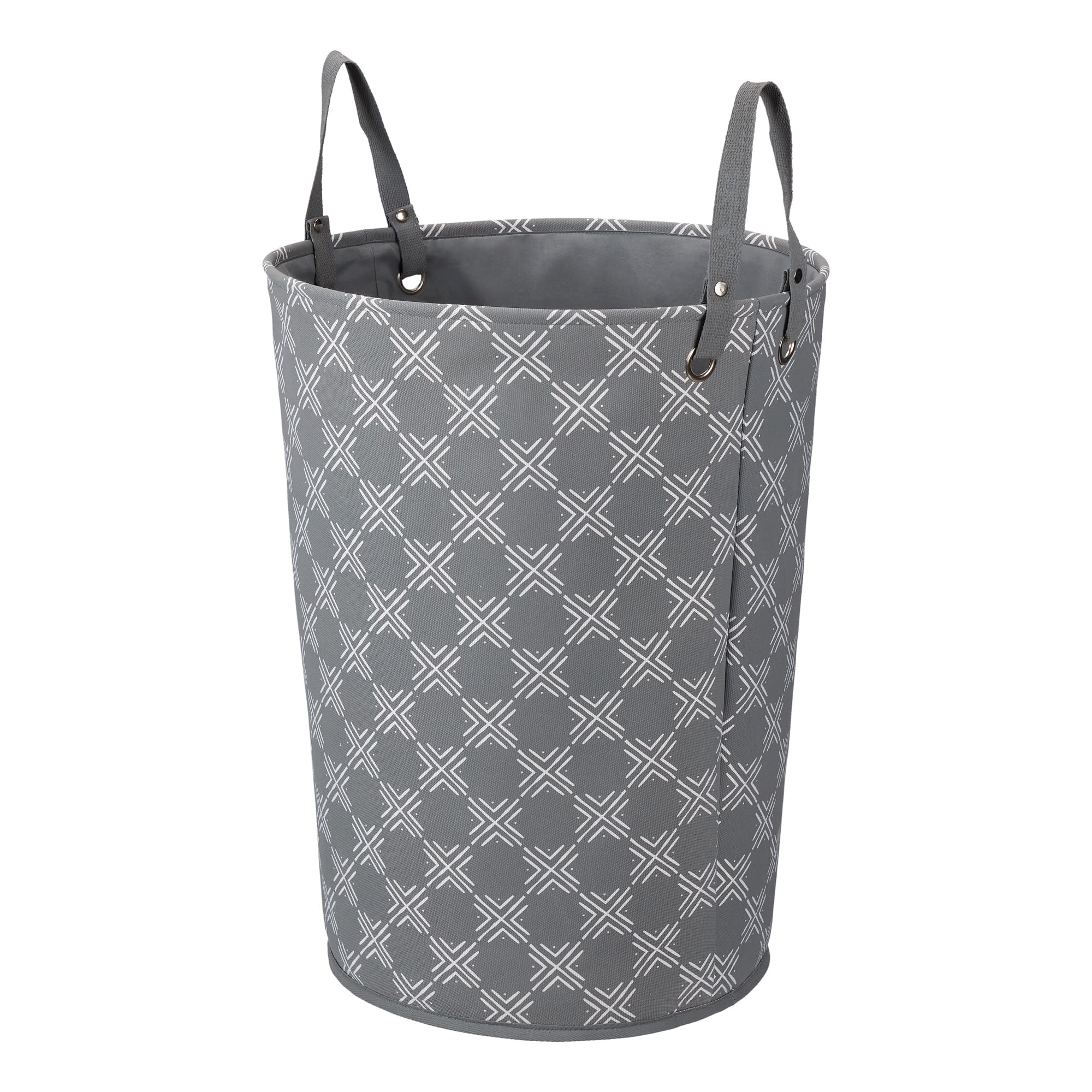 Mainstays Jumbo Canvas Hamper, Grey and White Checked Pattern Walmart