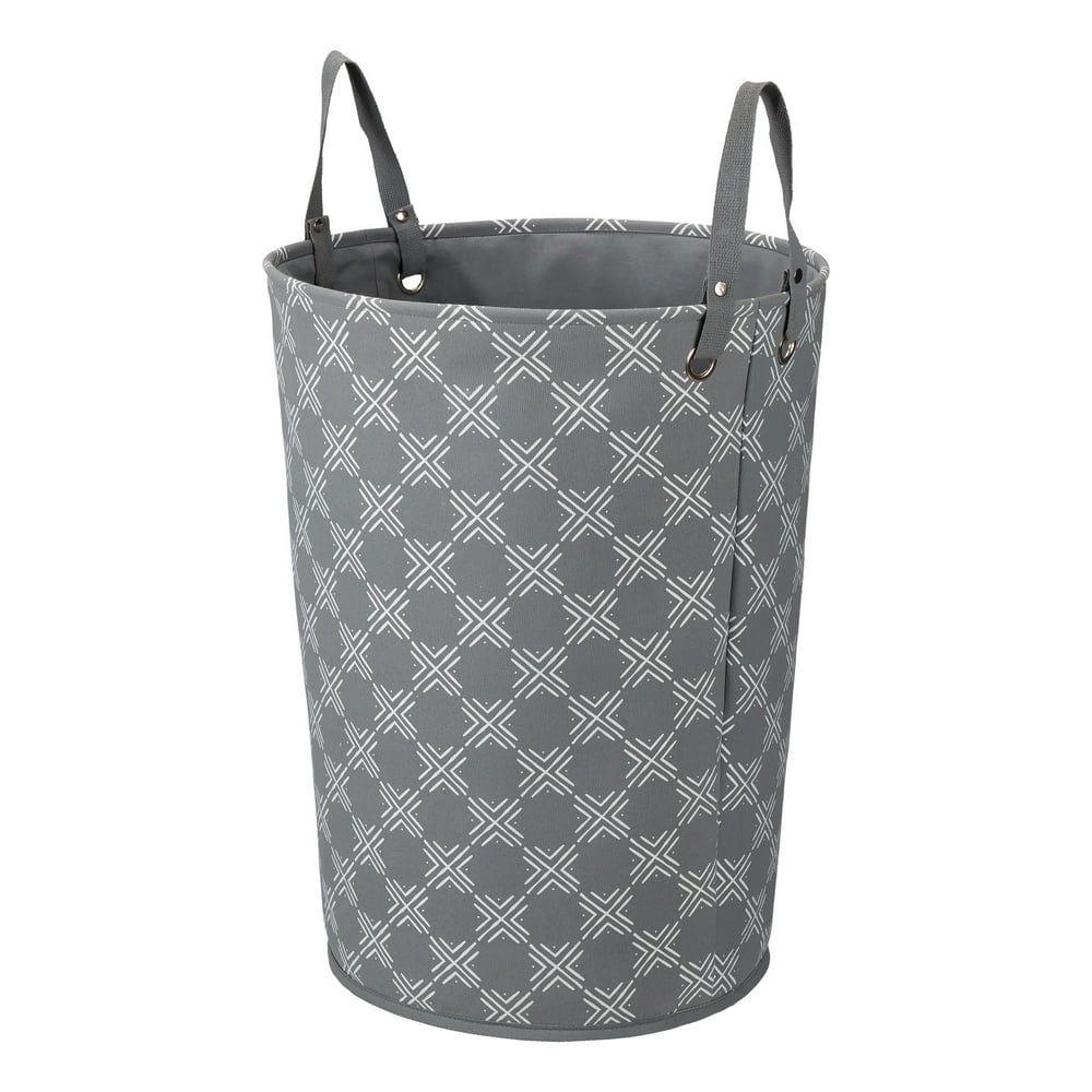 Mainstays Jumbo Canvas Hamper, Grey and White Checked Pattern Walmart