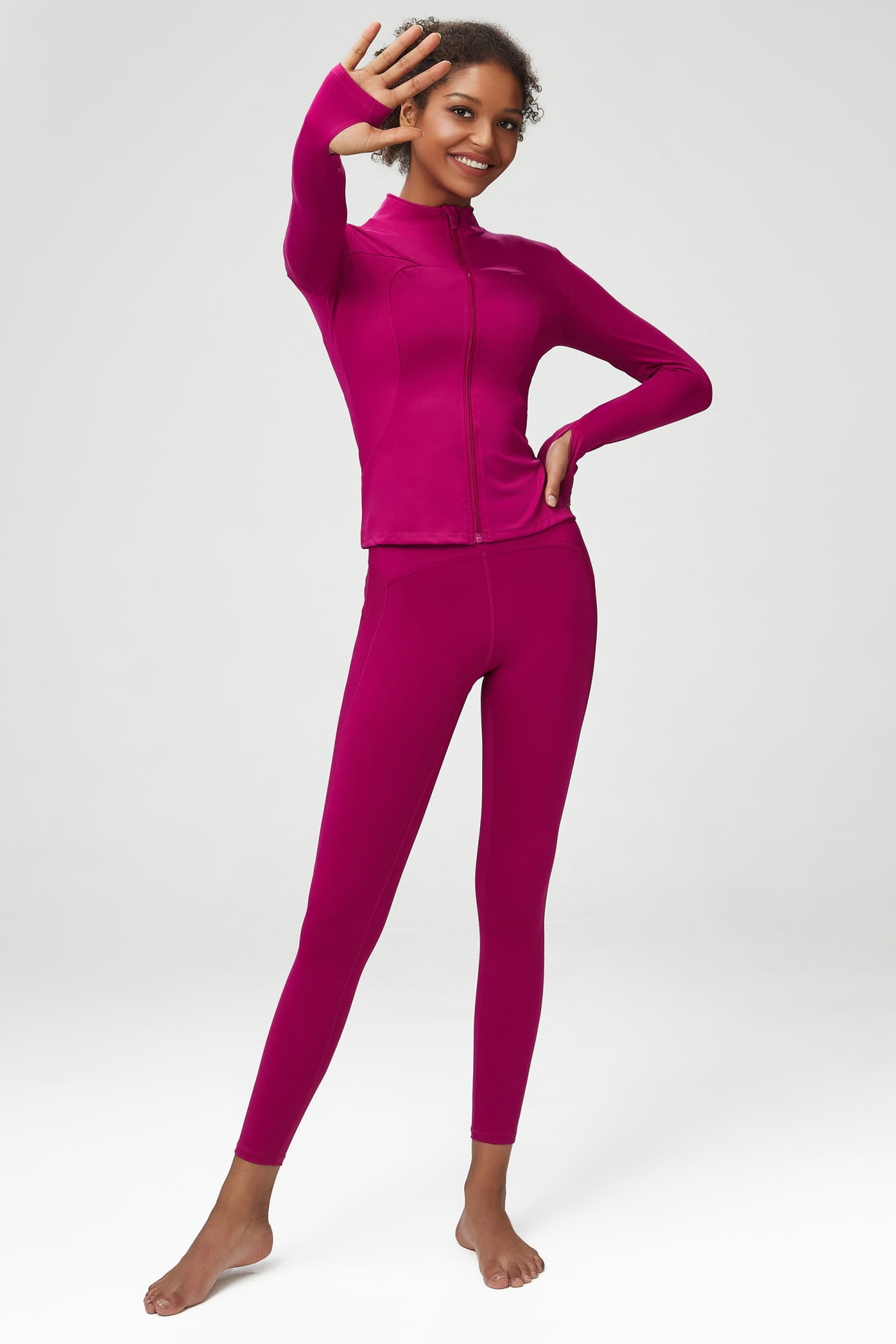Women 3PCS Yoga Set Full Zip Up Running Track Jacket with Fitness Bras High  Waist Leggings Tights-Fitting Sportswear 