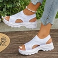 thumbnail image 4 of Women Platform Sandals Open Toe Breathable Mesh Sandals Comfortable Summer Beach Thick Shoes Casual Outdoor Walking Sandal Footwear White 40, 4 of 6