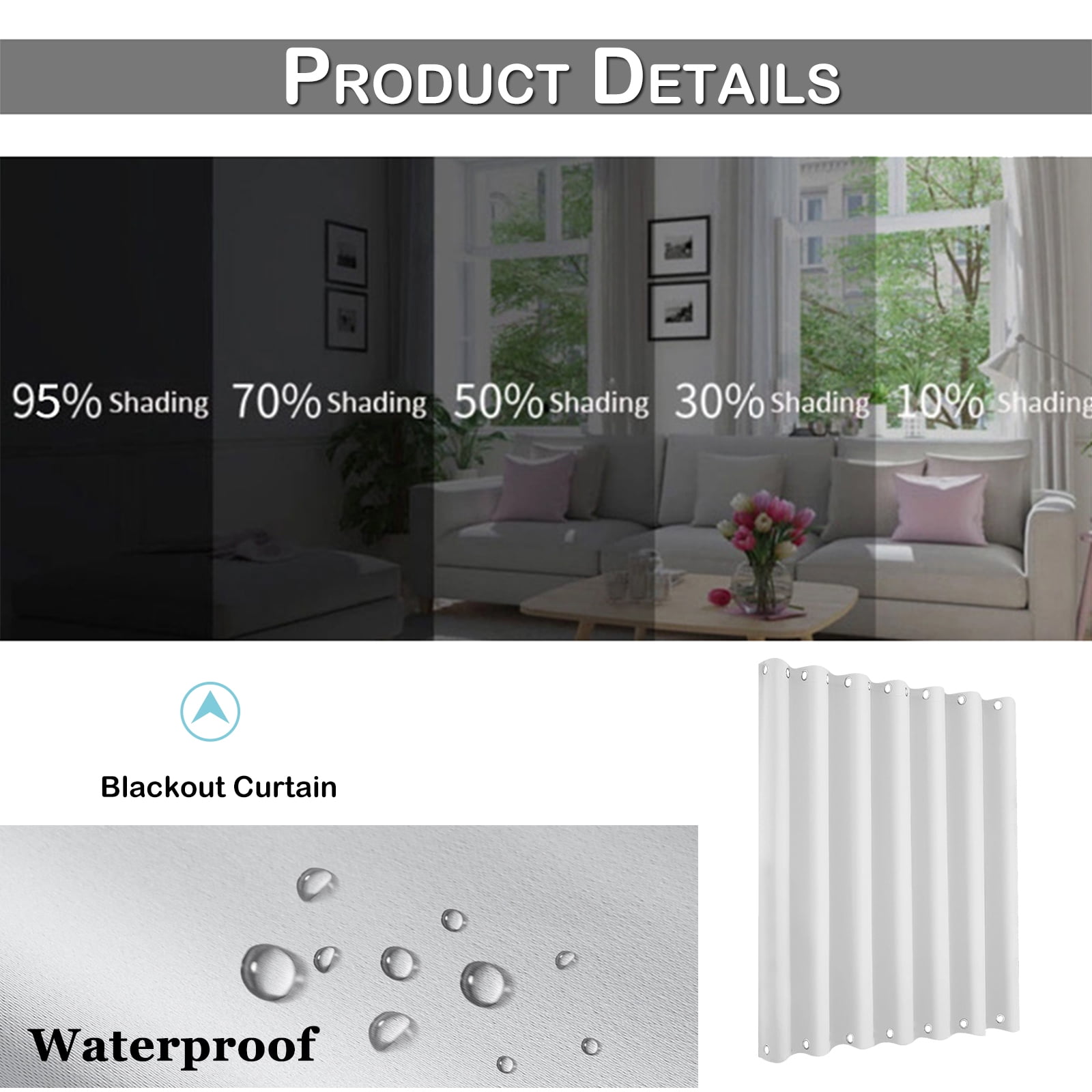 DONGPAI Outdoor Patio Curtains Waterproof Rustproof Top and Bottom Grommet Sunlight Blocking Curtain Heavyweight Drapes Keep Privacy for Yard/Porch, 100''x 84'', White, 1 Panel