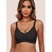 MINTREUS Womens Seamless Bras No Underwire Scalloped Push Up Bras Soft Wireless Comfort Bralettes Full Coverage
