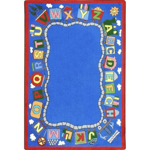 Joy Carpets Kid Essentials Language & Literacy Reading Train Rectangle 5'4" x 7'8" Multicolor