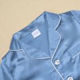 thumbnail image 7 of NOLDARES Baby Girls Boys Silk Pajamas Set Solid Long Sleeve Button Down Shirts Tops and Pants Infant Silk Pj Lounge Sets(K022-Light Blue), 7 of 7
