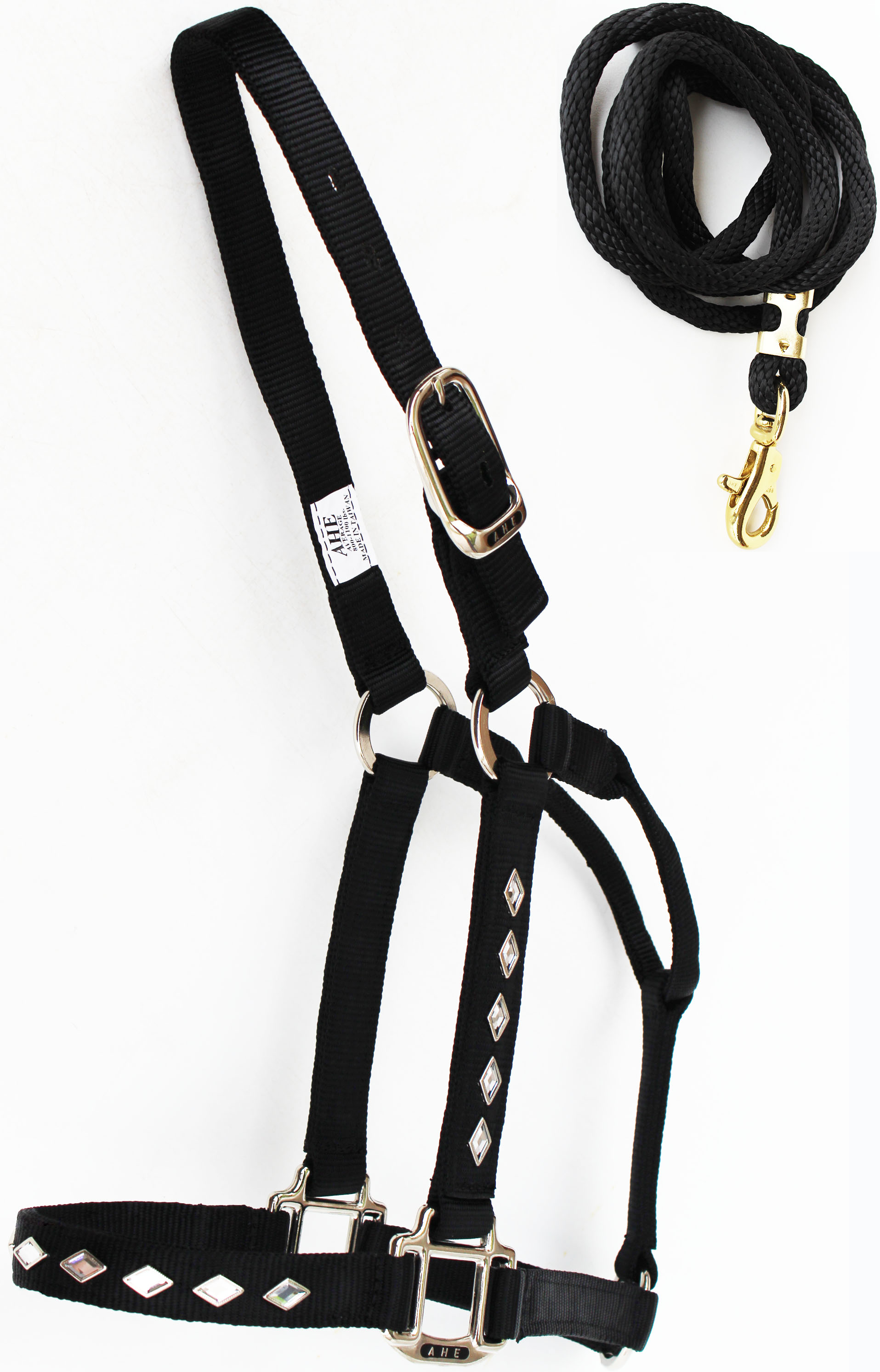 Horse Nylon Halter Lead Rope Tack Black Made in USA 107HL02BK