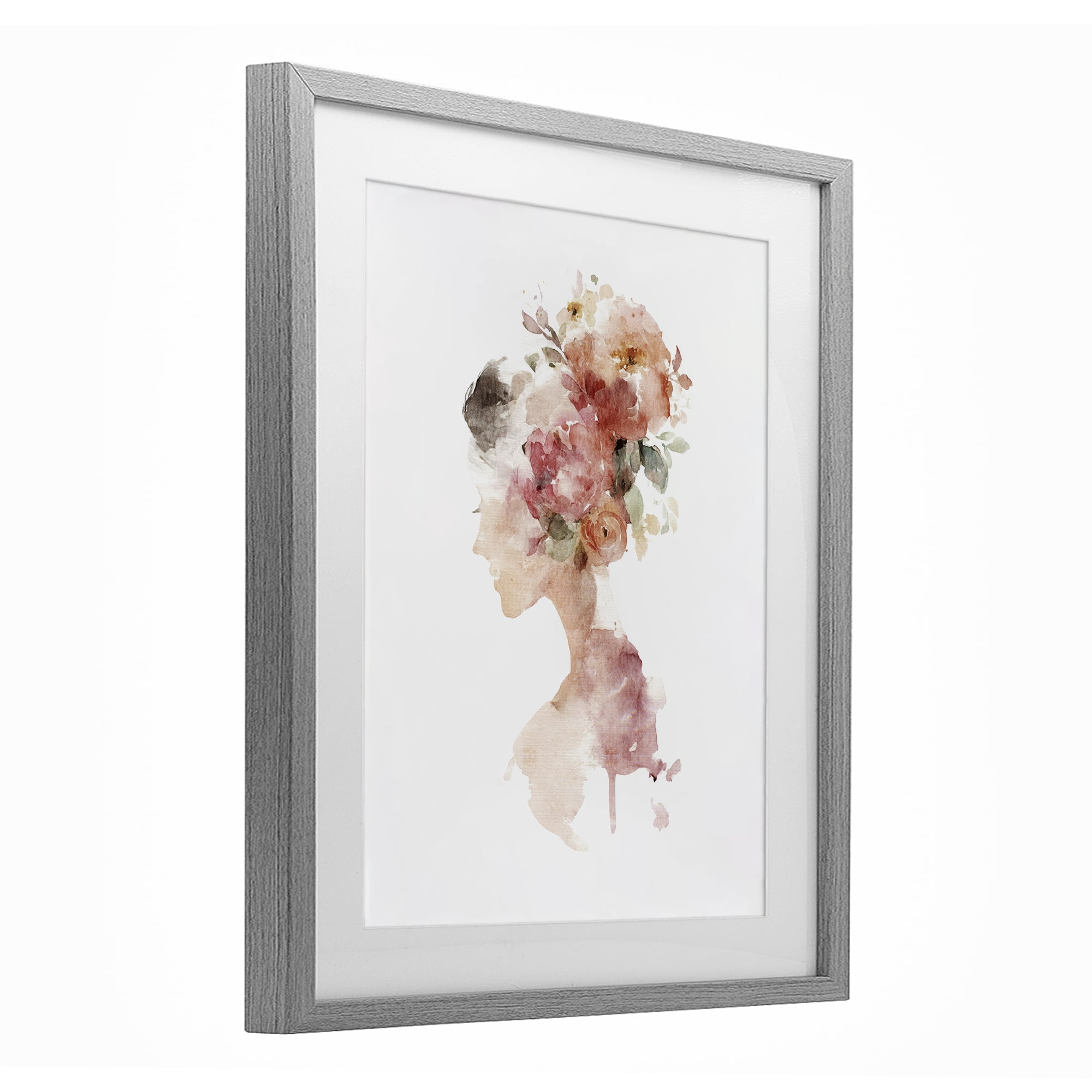 Stupell Industries Flowing With Petals Portrait Gray Framed Print Under Glass, design by Svetlana Aleynikova