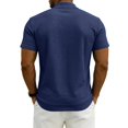 thumbnail image 4 of Mens Zip Up Short Sleeve Shirt Stand Collar Textured Waffle Pattern Summer Breathable Sporty Tops Side Pockets Navy XL, 4 of 4