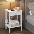 thumbnail image 5 of Set of 2 End Table , Narrow Side Table  Ports and Outlets, Nightstands with 2-Tier Storage Shelves, Sofa Table for Small Space Living Room Bedroom, 5 of 9