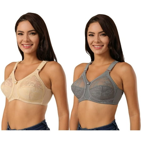 

Pretty Comy Plus Size Women s Comfort Strap Lace Wirefree Minimizer Bra - 2271