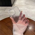 thumbnail image 4 of luxury Slim Anti Yellow Corrugated Pattern Soft Clear Phone Case For iPhone 16 15 14 13 12 11 Pro Max Transparent Chic Cover Clear For iPhone 15 Pro Max, 4 of 5