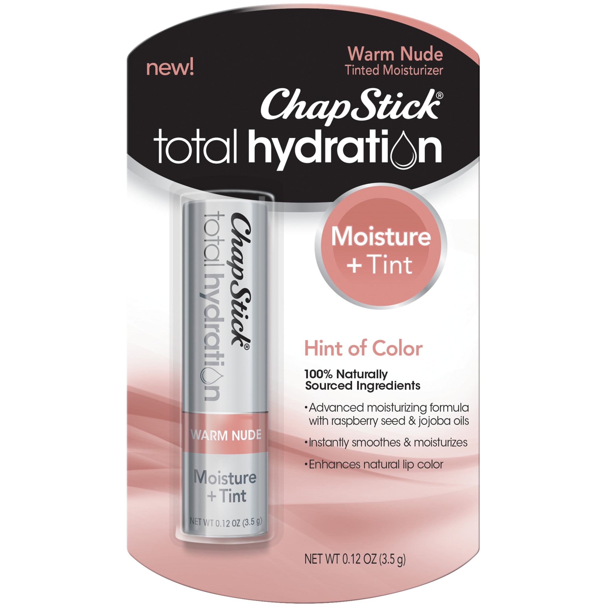 ChapStick Total Hydration Moisture Plus Tint Lip Balm, Warm Nude, 0.12 Oz