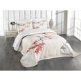 thumbnail image 3 of Ambesonne Japanese Quilted Bedspread Set 3 Pcs, Romantic Spring Theme, King Size, Black and Coral, 3 of 5