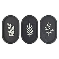 3 Oval Wooden Wall Decorations With Natural Botanical Patterns, Each Featuring Unique Leaf And Branch Designs, Crafted From Premium Wood With Fine Texture Enhancing Interior