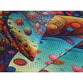 thumbnail image 2 of Ambesonne Colorful Quilted Bedspread Set 3 Pcs, Oriental Floral Vines Owls, King Size, Sky Blue Orange Pink, 2 of 4