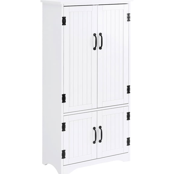 White 48.5" Dining Room Pantry, Storage - Keep Your Area Organized With Adjustable Shelves For Tableware And Linens High Cupboard Pantry Doors A Stylish Practical Solution