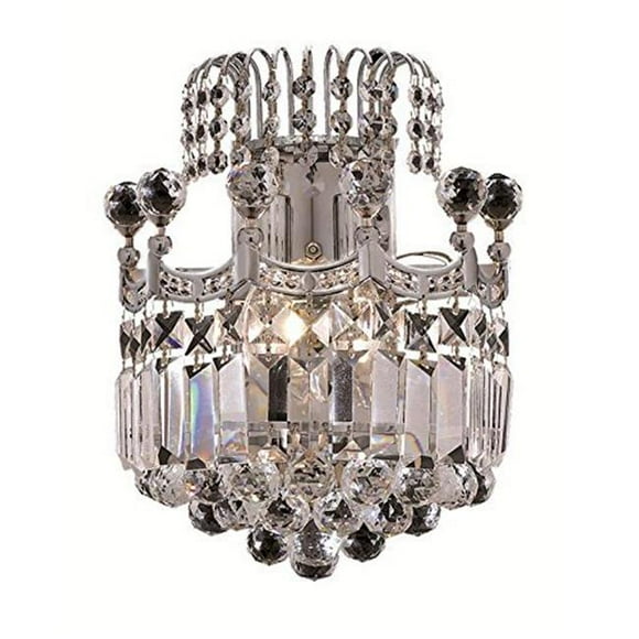 Elegant Lighting V8949W12C-RC Corona 2 Light Wall Sconce, Royal Cut Crystals - Chrome