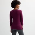 thumbnail image 2 of Women's Croft & Barrow® 3/4-Sleeve Button Shoulder Top Color: Madeira Berry Size: X LARGE, 2 of 4