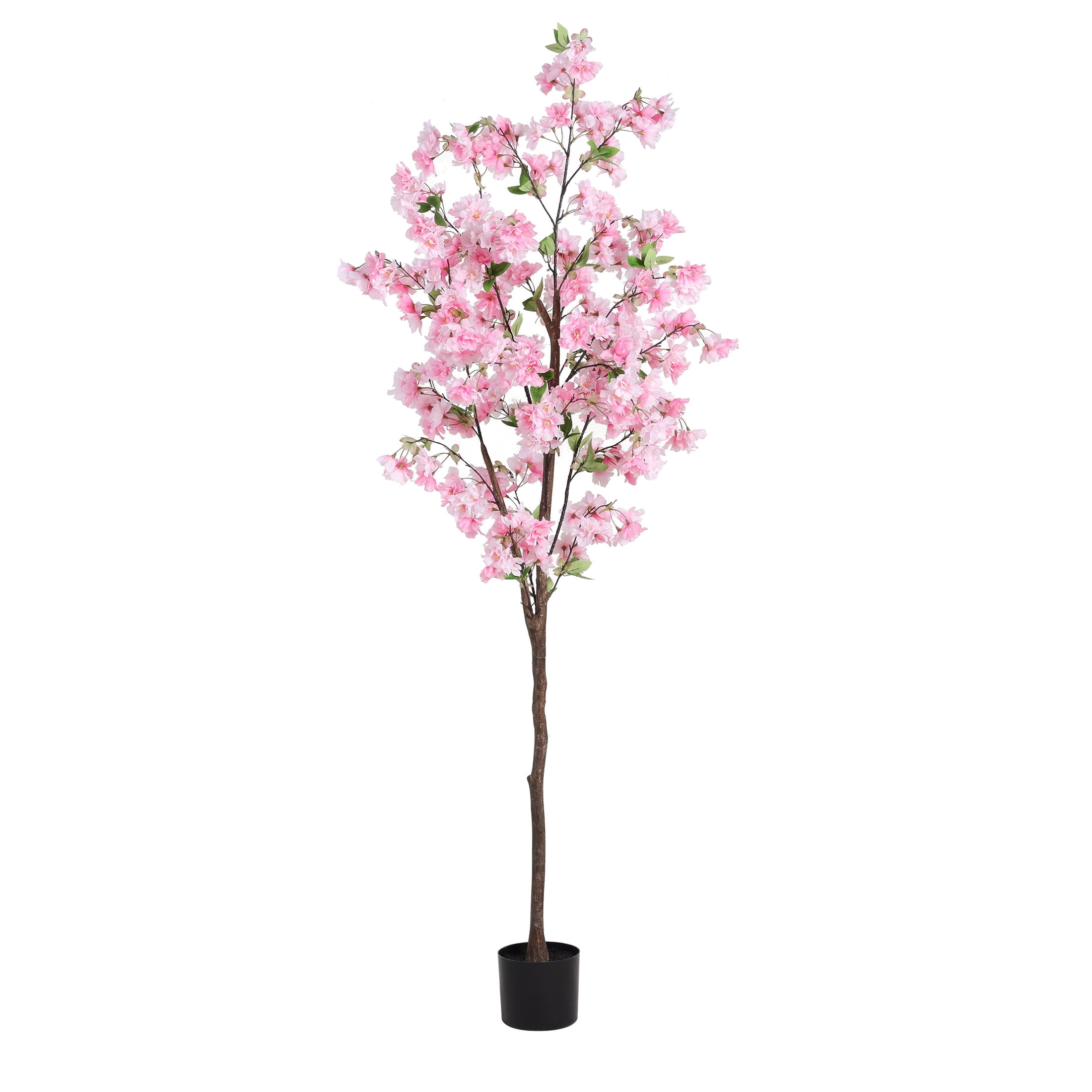 HiPlants 6ft Artificial Pink Cherry Blossom Tree in Black Pot, Faux Wishing Tree Indoor for Garden Office Party Wedding Hotel, Fake Plants for Office Home Decor