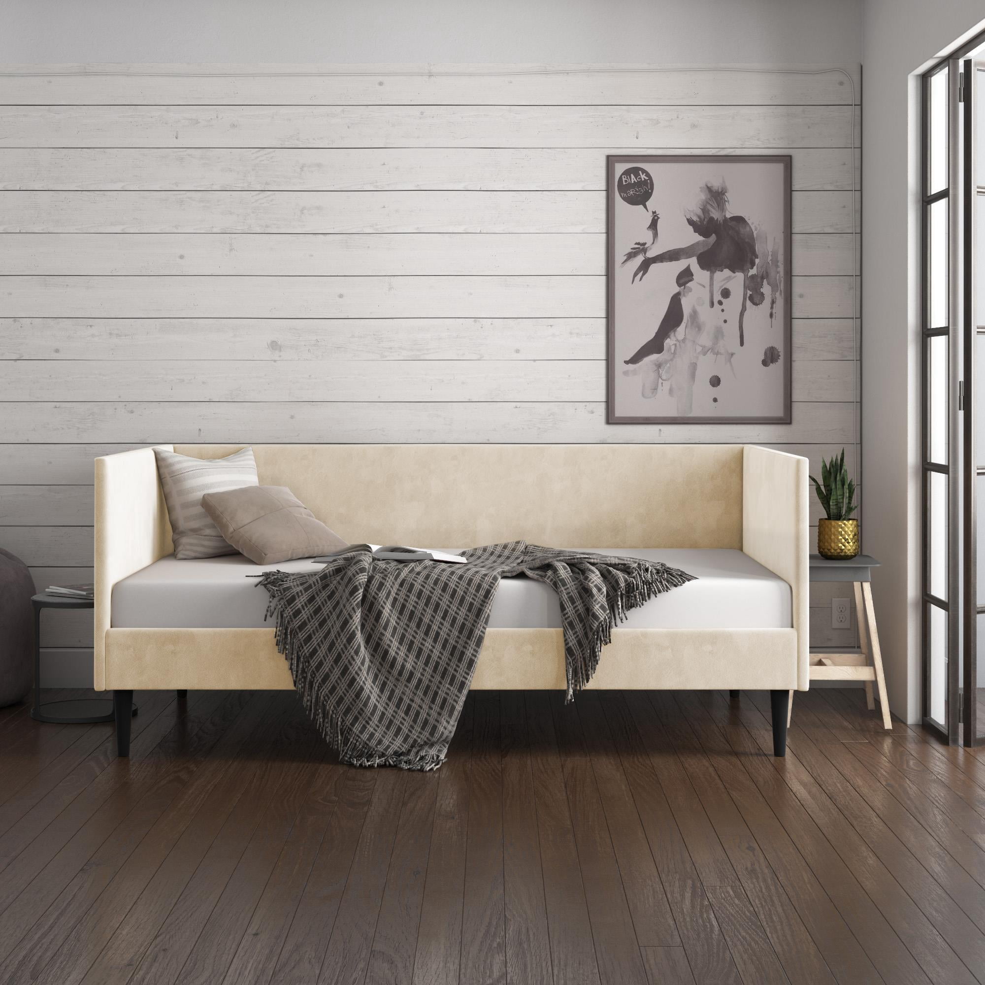 DHP Franklin Mid-Century Upholstered Daybed Frame, Tan Velvet, Twin