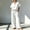 White plus size two piece outfits a1, variant on BRELIL Women Plus Size Two Piece Outfits V Neck Short Sleeve Tee Wide Leg Pants Casual Lounge Set Solid Boho Vacation Travel Loose Tracksuit, White XL
