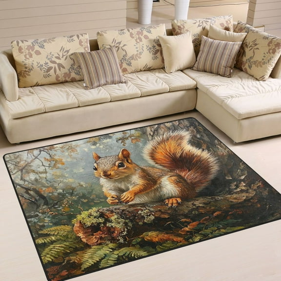 BZSMCE Vintage Area Rugs Cute Squirrel Creative Area For Home