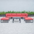 thumbnail image 1 of LeisureMod Chelsea 7-Piece Patio Conversation Set Outdoor Sectional Sofa Set Black Aluminum With Coffee Table, Ottomans & Cushions in Beige, 1 of 8